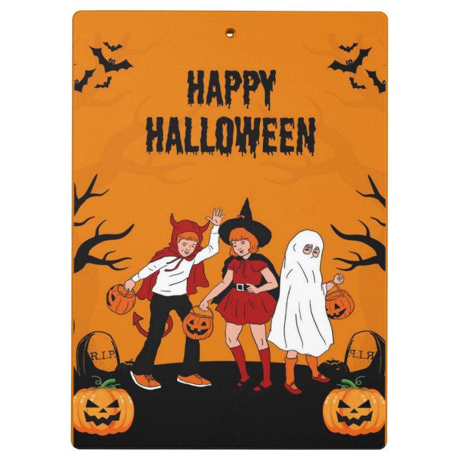 Spooky Halloween  – Pumpkin, Ghost & Clipboard (Back)