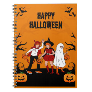 Spooky Halloween  – Pumpkin, Ghost & Notebook