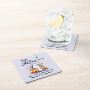 Spooky Halloween Pumpkin Ghost Paper Coaster