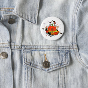 Spooky Halloween Pumpkin Graveyard Scene 6 Cm Round Badge