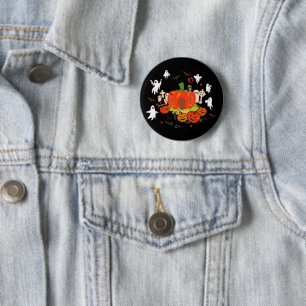 Spooky Halloween Pumpkin Graveyard Scene 6 Cm Round Badge
