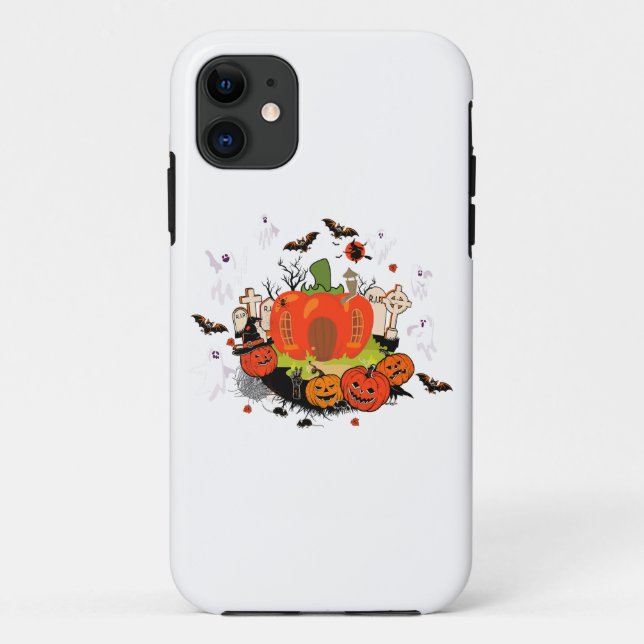 Spooky Halloween Pumpkin Graveyard Scene Case-Mate iPhone Case (Back)