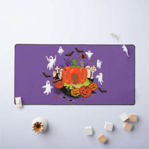 Spooky Halloween Pumpkin Graveyard Scene Desk Mat