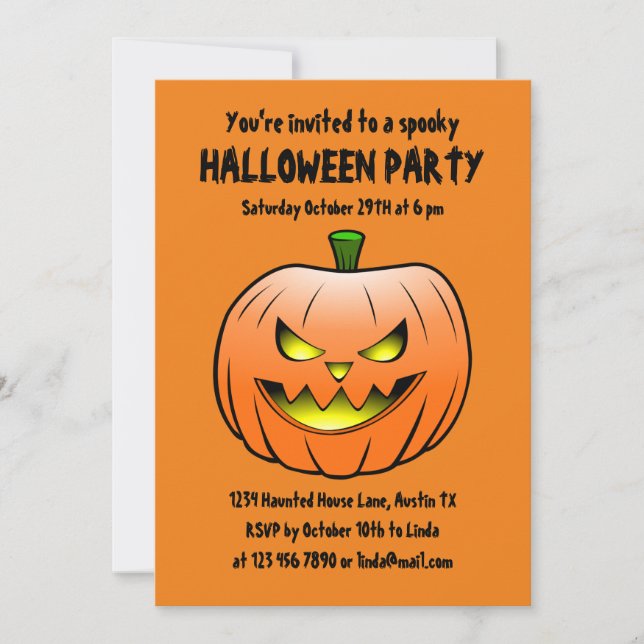 Spooky Halloween Pumpkin Invitation (Front)