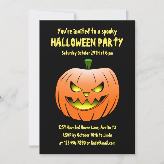 Spooky Halloween Pumpkin Invitation (Front)