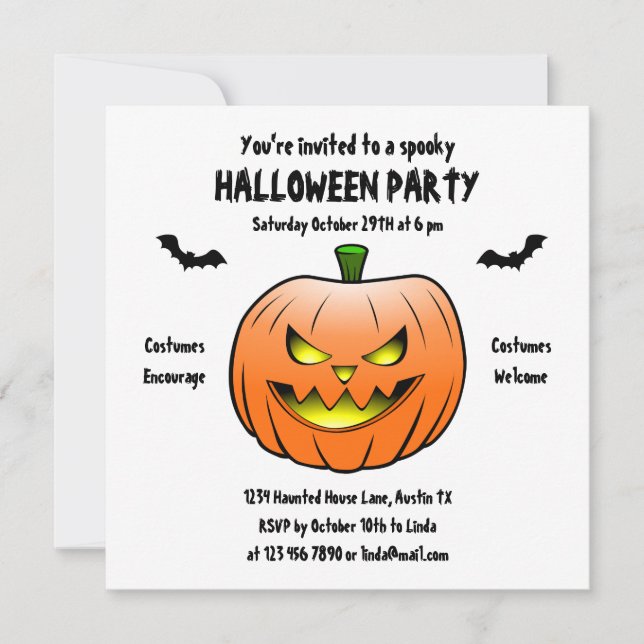 Spooky Halloween Pumpkin Invitation (Front)