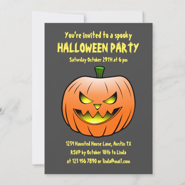 Spooky Halloween Pumpkin Invitation (Front)