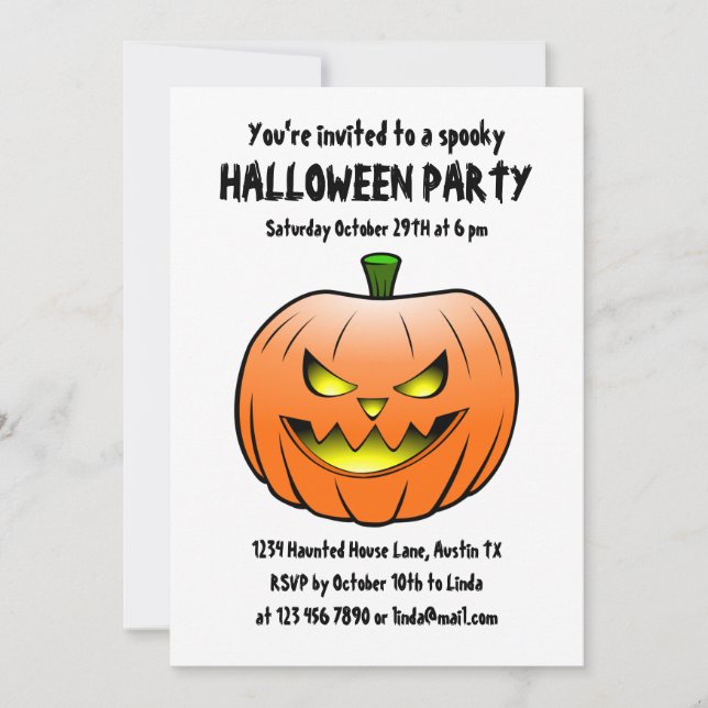 Spooky Halloween Pumpkin Invitation (Front)