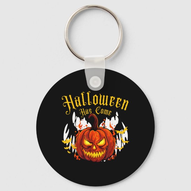 Spooky Halloween Pumpkin Key Ring (Front)