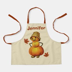 Spooky Halloween Pumpkin Man Custom Name kids Apron