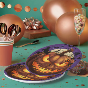 Spooky Halloween Pumpkin Paper Plates 🎃