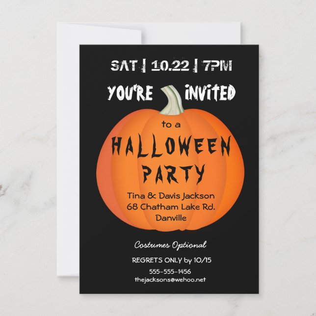Spooky Halloween Pumpkin Party Invitation (Front)