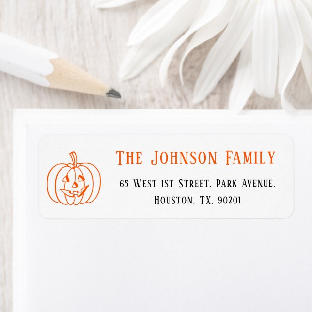 Spooky Halloween Pumpkin Party Mail Return Address (Insitu)