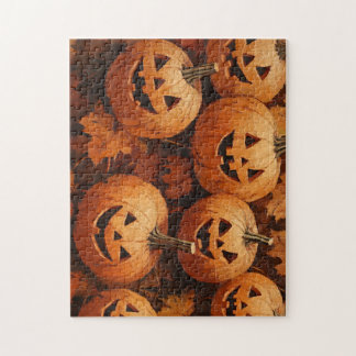 Spooky Halloween Pumpkin Patch Oil Painting Jigsaw Puzzle