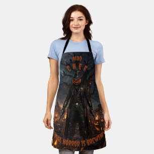 Spooky Halloween Pumpkin Sheriff Cowboy Lightning Apron