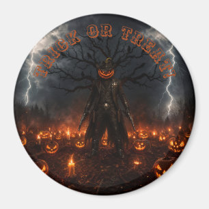 Spooky Halloween Pumpkin Sheriff Cowboy Lightning Magnet