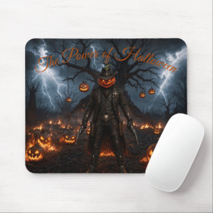 Spooky Halloween Pumpkin Sheriff Cowboy Lightning Mouse Mat