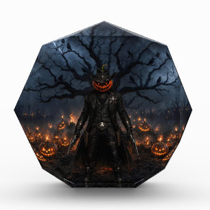 Spooky Halloween Pumpkin Sheriff Cowboy Lightning Photo Block