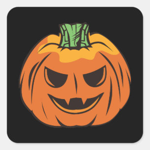 Spooky Halloween Pumpkin Square Sticker
