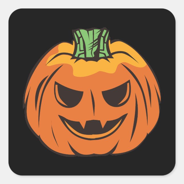Spooky Halloween Pumpkin Square Sticker (Front)