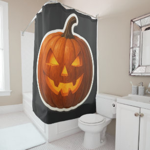 Spooky Halloween Pumpkin Sticker Shower Curtain