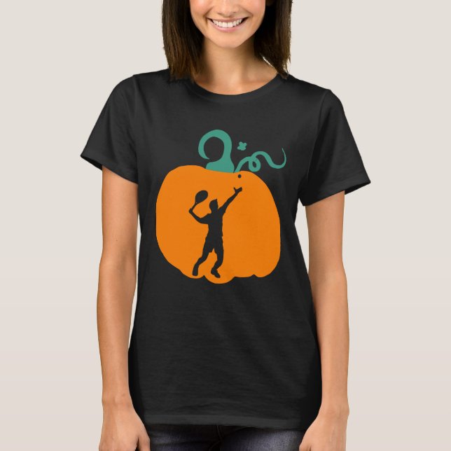 Spooky Halloween Pumpkin Tennis Player Costume T-Shirt (Front)