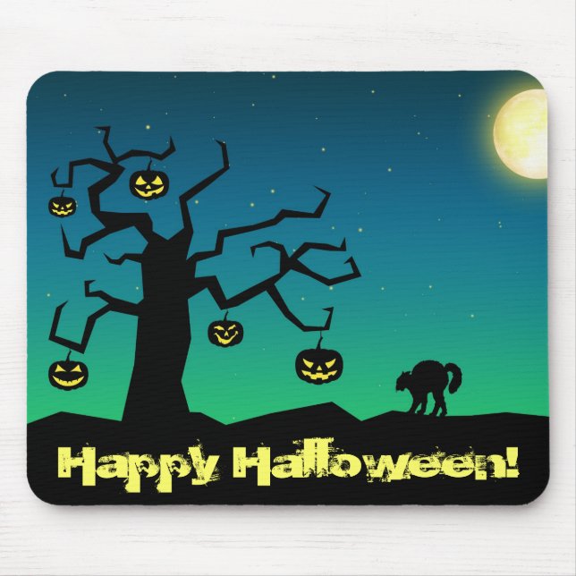 Spooky Halloween Pumpkin Tree - Mousepad (Front)