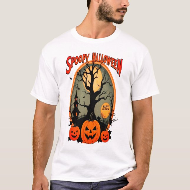 Spooky Halloween Pumpkin Tshirt  (Front)