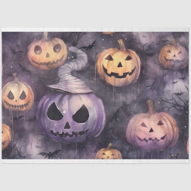 Spooky Halloween Pumpkins 3 Decoupage Paper (Front)