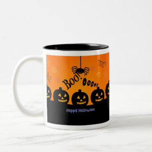 Spooky Halloween Pumpkins Jack-o-Lanterns Two-Tone Coffee Mug