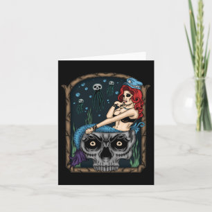 Spooky Halloween Punk Goth Skull Mermaid Card