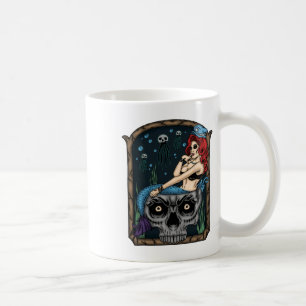Spooky Halloween Punk Goth Skull Mermaid Coffee Mug