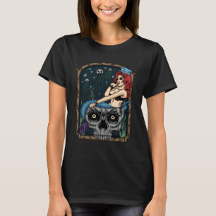 Spooky Halloween Punk Goth Skull Mermaid T-Shirt