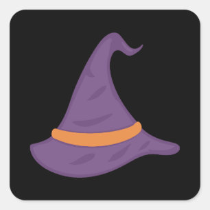 Spooky Halloween purple hat Square Sticker