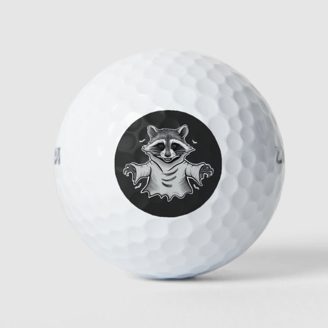 Spooky Halloween Racoon Trash Panda Ghost  Golf Balls (Front)