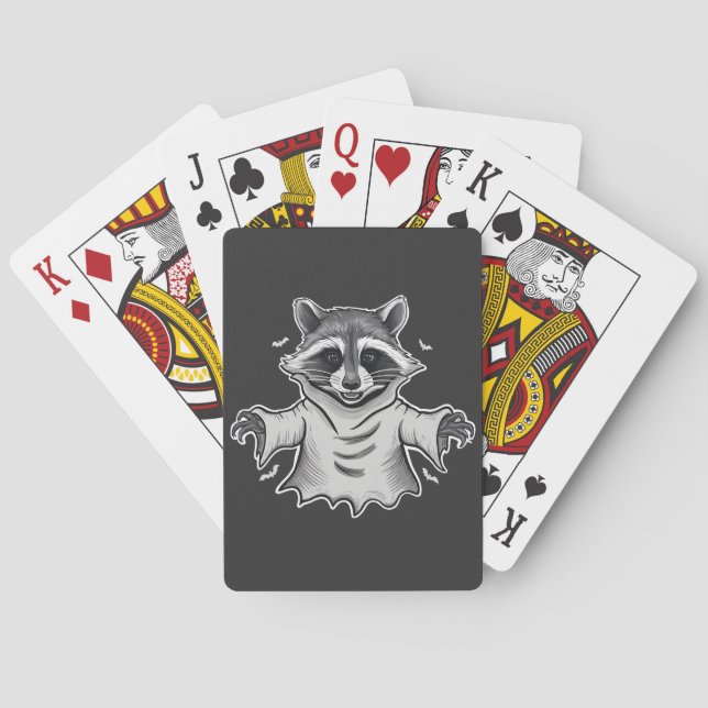 Spooky Halloween Racoon Trash Panda Ghost  Playing Cards (Back)