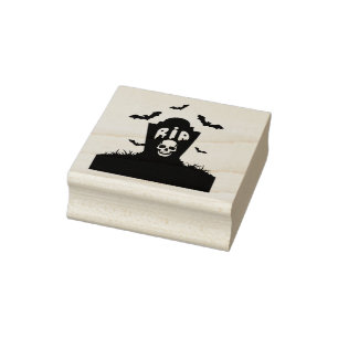 Spooky Halloween RIP Head Stone Rubber Stamp