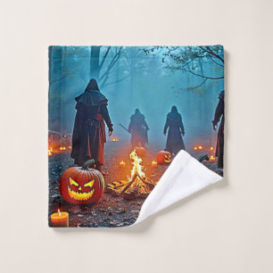 Spooky Halloween Ritual Design Bath Towel Set