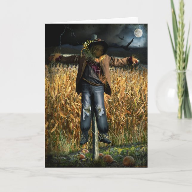 Spooky Halloween Scarecrow Card (Front)