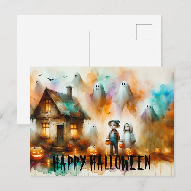 Spooky Halloween Scene Postcard (Front/Back)