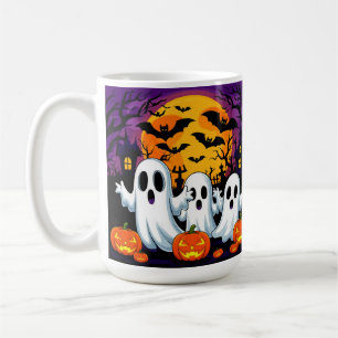 Spooky Halloween Scene with Ghosts Coffee Mug