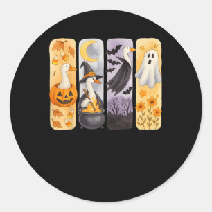 Spooky Halloween Silly-goose Pumpkin Ghost Treat O Classic Round Sticker