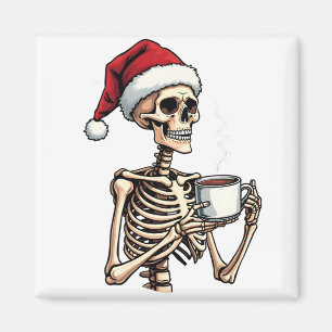 Spooky Halloween Sipping Coffee Christmas Santa  Magnet