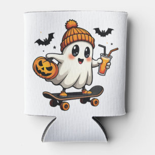 Spooky Halloween Skating Pumpkin Spice Ghost Fall Can Cooler