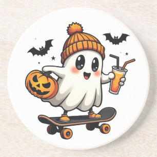 Spooky Halloween Skating Pumpkin Spice Ghost Fall Coaster