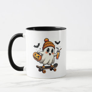 Spooky Halloween Skating Pumpkin Spice Ghost Fall Mug