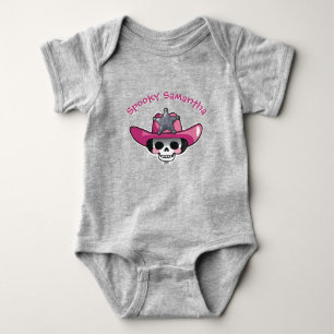 Spooky Halloween, Skeleton Cowgirl Bone to be Wild Baby Bodysuit