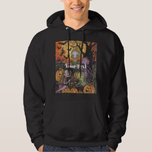 Spooky Halloween Skull & Pumpkin Art Hooded. Hoodie