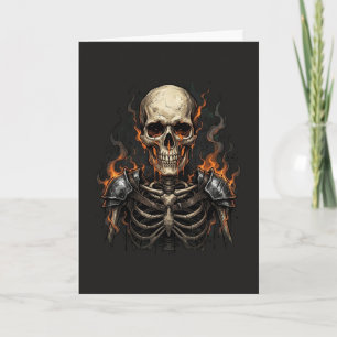 Spooky Halloween Skull Skeleton Fire Dark Fantasy Card