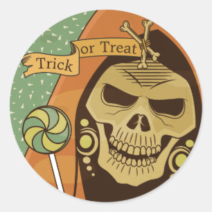 Spooky Halloween Skull Vintage   Sticker Seal